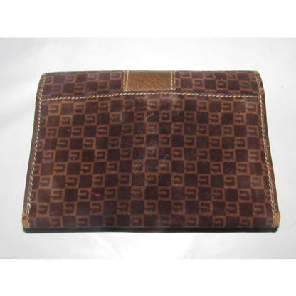 Gucci Brown Square G Logo Print Canvas Andor Leather Wallet