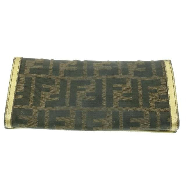 Fendi Zucca Print Gold Leather Vintage Wallet