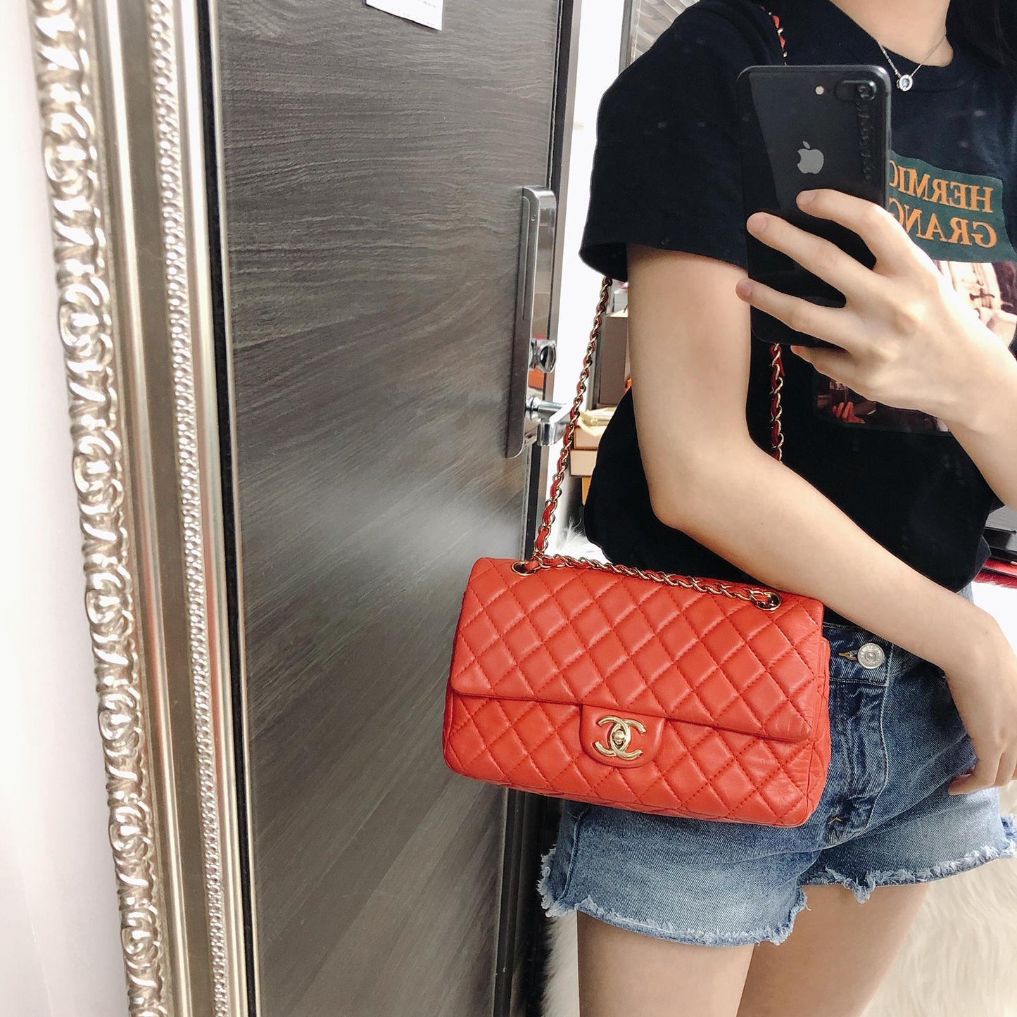 Timeless Classic Leather Double Flap Red Bag