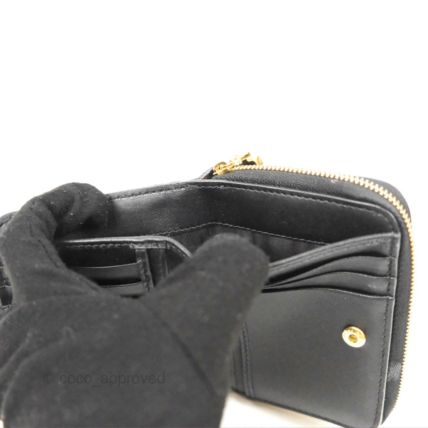 Dior Caro Scarlet Zipped Wallet Black Supple Cannage Calfskin