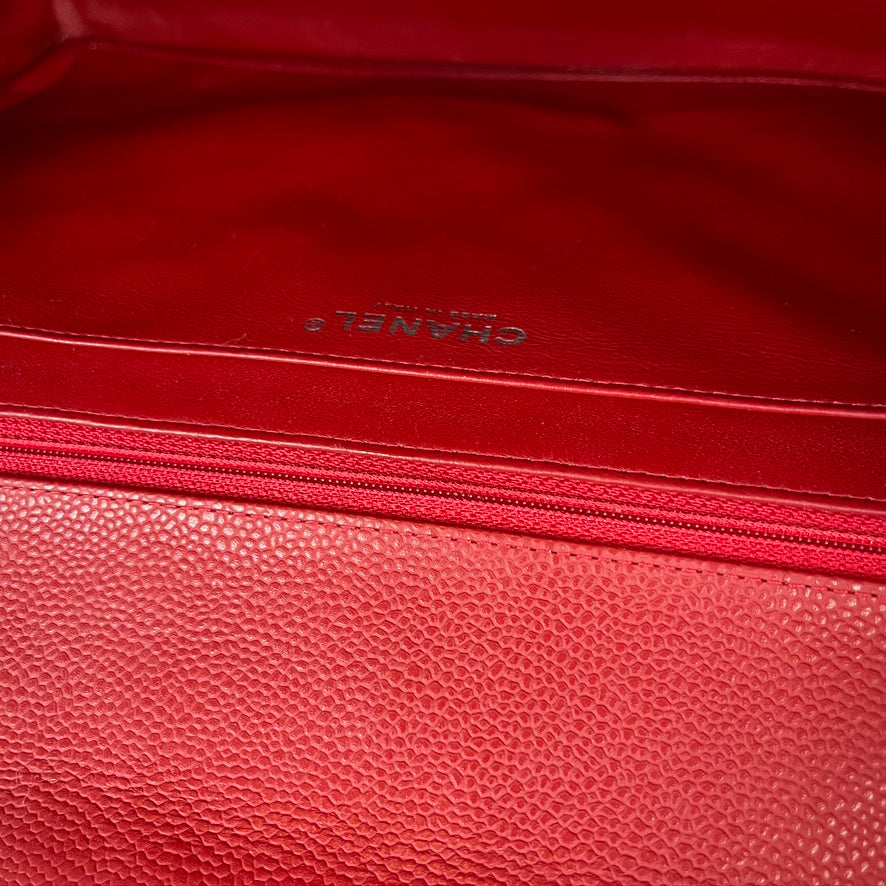 Classic Single Flap Maxi in Red Caviar Leather with SHW