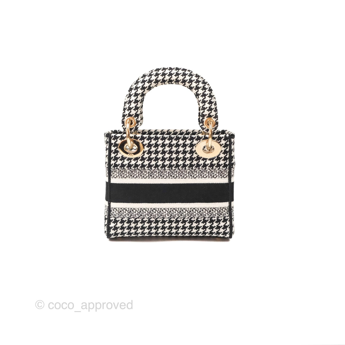 Christian Dior Mini Lady D-Lite Bag Black White Houndstooth