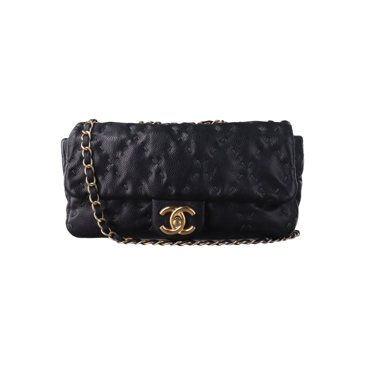 Chanel Wild Stitch Medium Black Calfskin Leather Flap Bag Gold Hardware, 2011