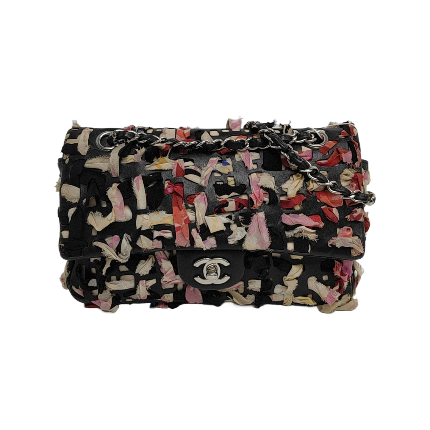Chanel Ribbon and Leather Braided Medium Single Flap Bag Leather and Fabric