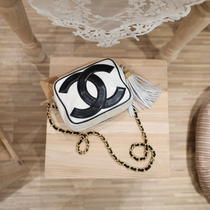 Chanel vintage CC camera crossbody bag with tassel