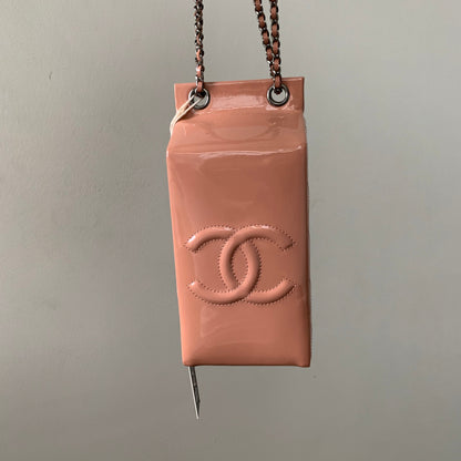 Rare CC Milk Carton Patent Chain Crossbody Bag in Pink