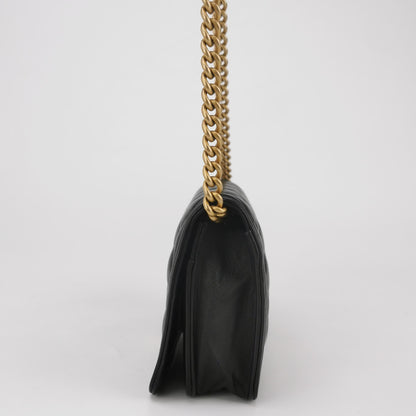 Chanel Wallet on Chain Boy Flap Black Lambskin Leather Gold Hardware