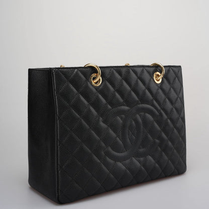 Chanel GST Black Bag in Cavier Leather with  Gold Hardware from 2014