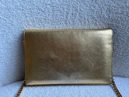 Yves Saint Laurent (YSL) Gold Chain Wallet with Gold Hardware