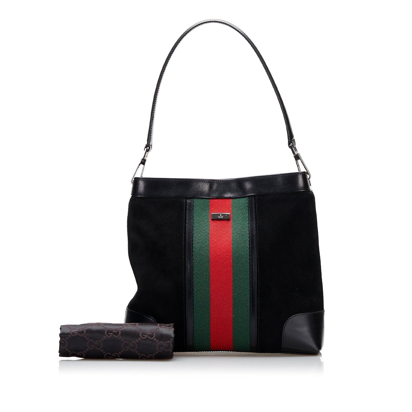 Gucci Web Suede Shoulder Bag