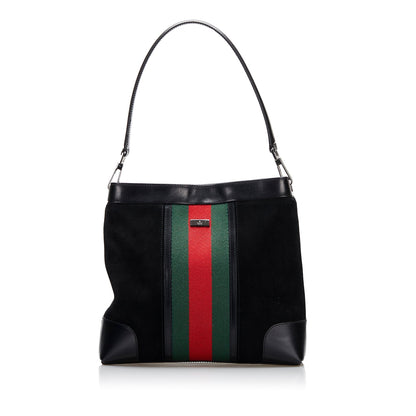 Gucci Web Suede Shoulder Bag