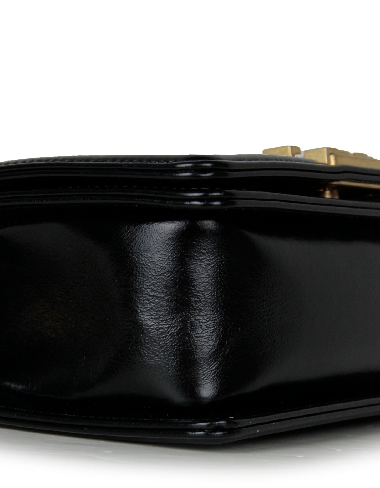 Chanel 2021 Calfskin Leather Metallic Black/Gold Small Boy Bag