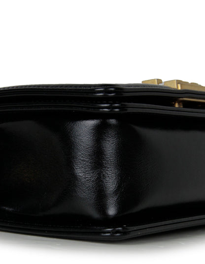 Chanel 2021 Calfskin Leather Metallic Black/Gold Small Boy Bag