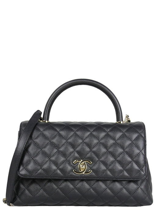 Chanel Black Caviar Small Coco Handle Bag