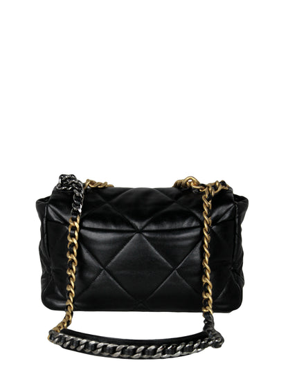Chanel Black Calfskin Leather Quilted Large 19 Bag