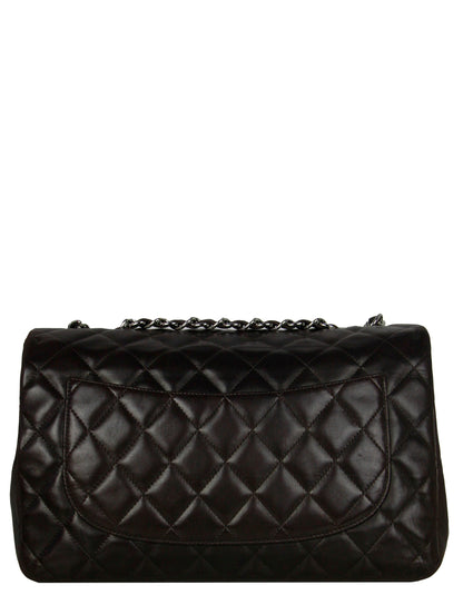 Chanel Brown Lambskin Quilted Single Flap Jumbo Classic Bag
