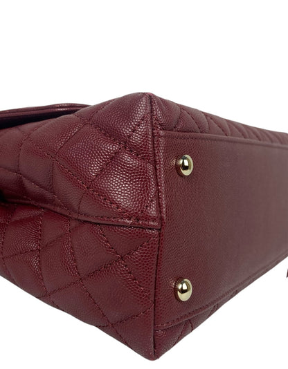 Chanel Burgundy Caviar Small Coco Handle Flap Bag