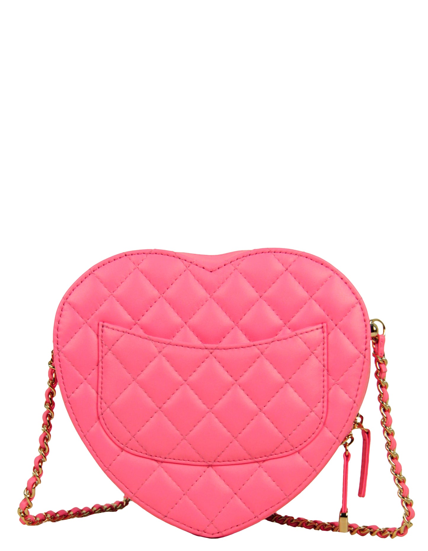 Chanel Pink Lambskin Quilted CC In Love Heart Crossbody Bag