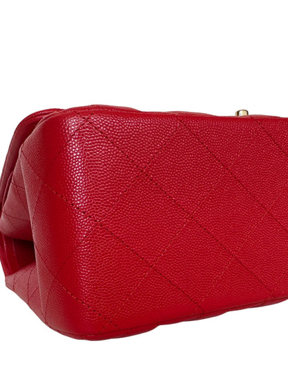 Chanel Red Caviar Leather Quilted Classic Double Flap Jumbo Bag