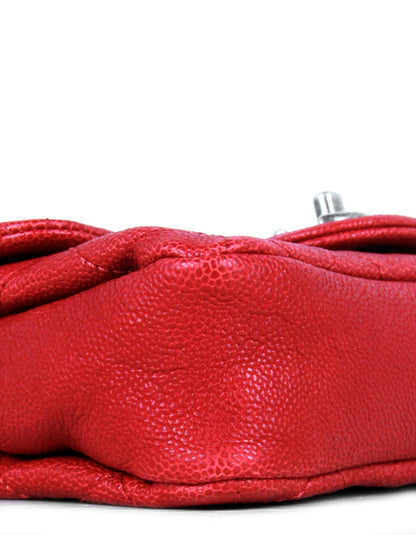 Chanel Red Caviar Leather Quilted Mini Simply CC Flap Bag