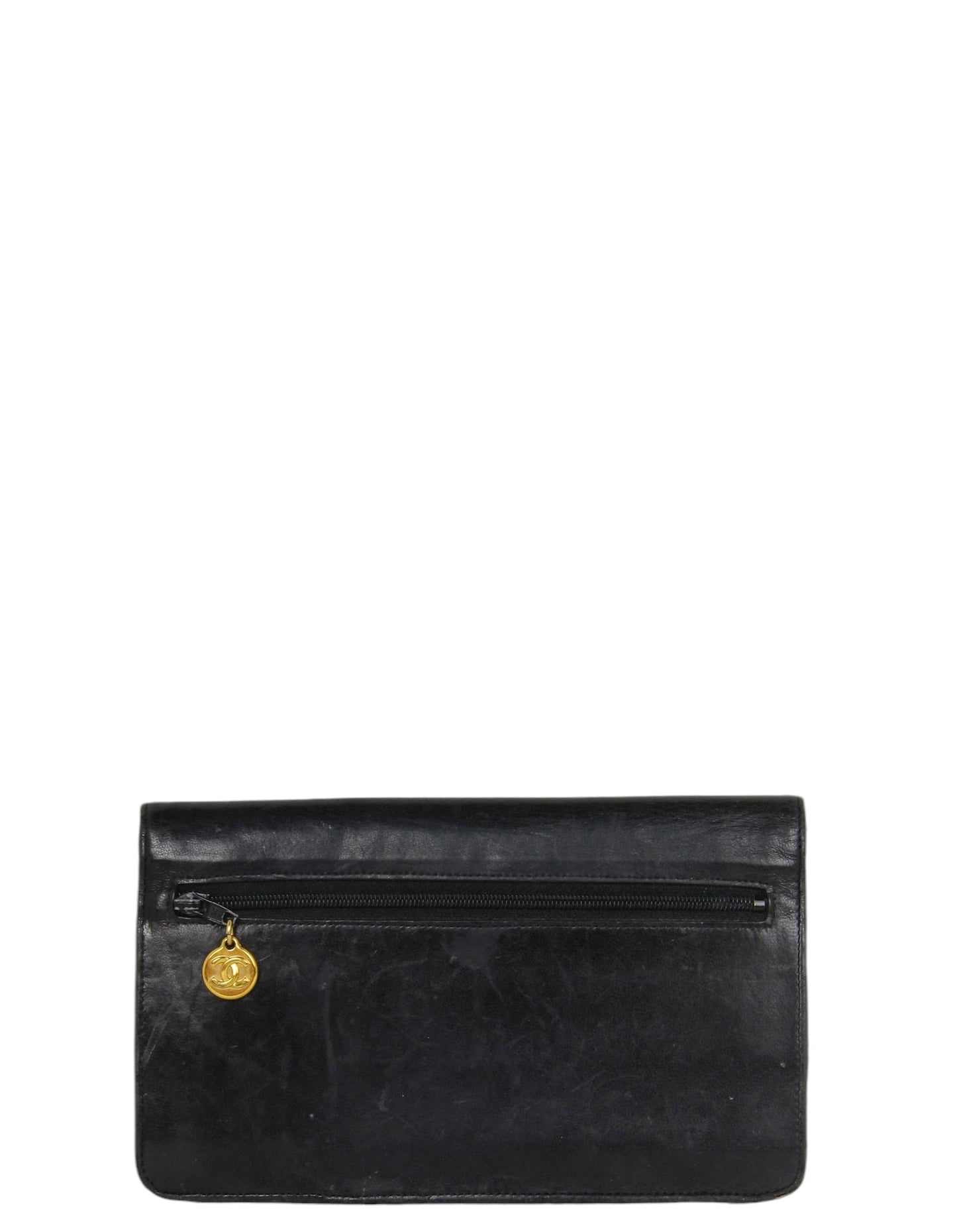 Chanel Vintage Black Wallet/Clutch AS-IS