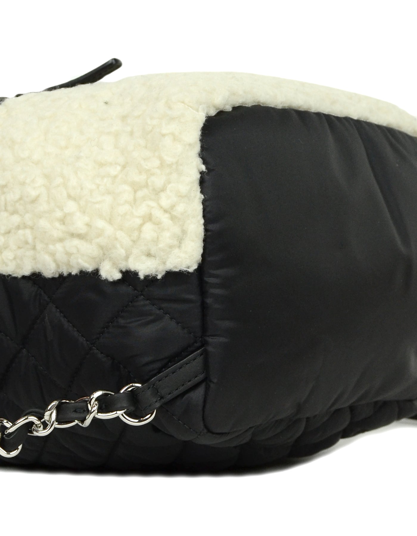 Chanel Black/Ecru Nylon & Shearling Coco Neige Backpack