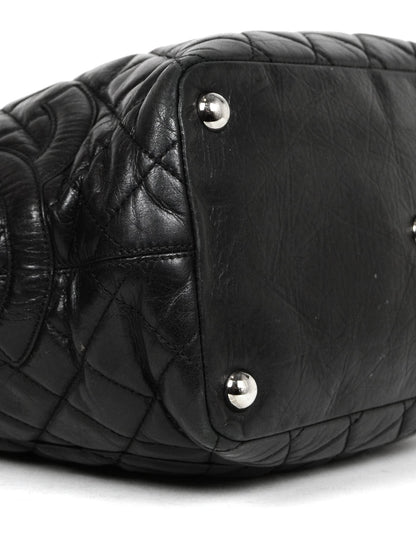 Chanel Leather Black Calfskin Leather CC Cambon Tote Bag