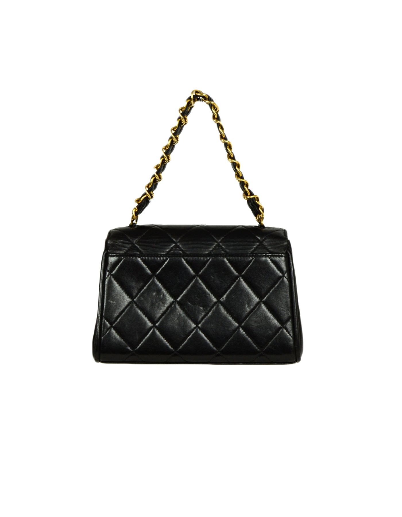 Chanel 1990s Vintage Black Quilted Mini Flap Top Handle Bag