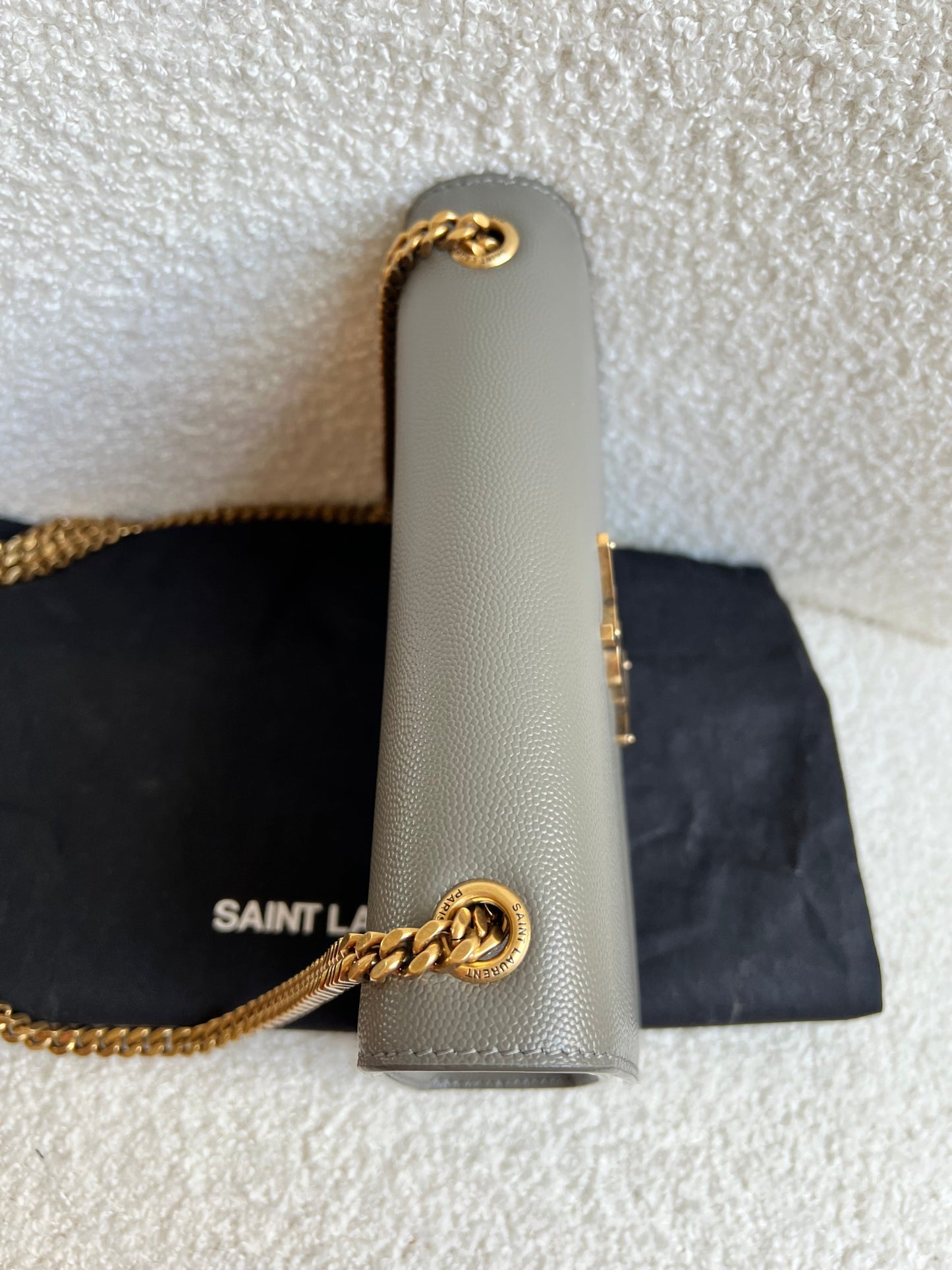 Yves Saint Laurent (YSL) Grey Small Kate with Gold Hardware