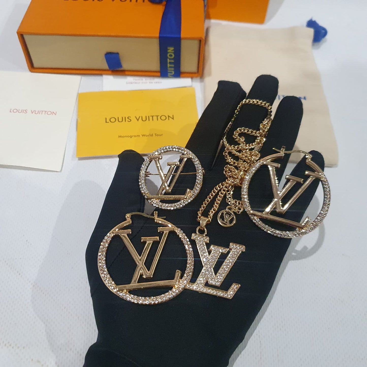 Louis  Vuitton Necklace, Earrings and Brooch Set