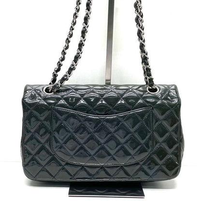 Chanel Classic Flap Medium Large Dark Green Patent Leather Silver Hardware, 2014-2015