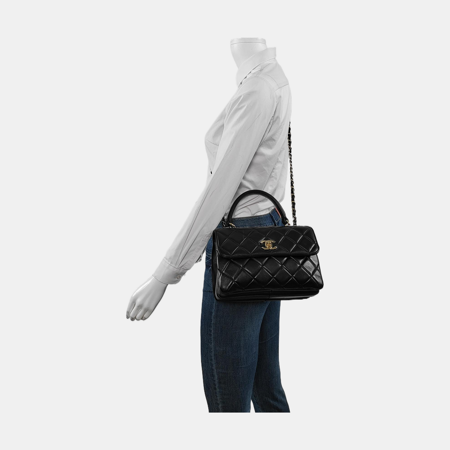 Chanel Trendy CC Small Black Lambskin Leather Gold Hardware