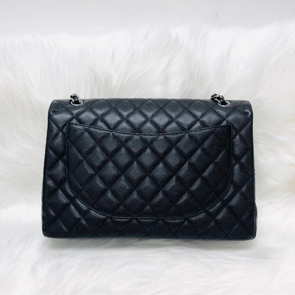 Classic Single Flap Maxi in Black Caviar Leather with SHW