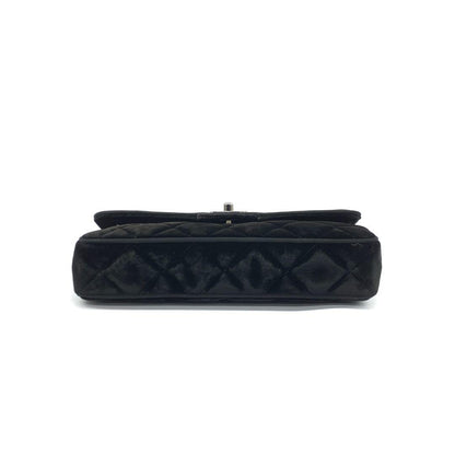 Chanel Baguette Flap Black Velvet Double Strap Silver Hardware 2005-2006