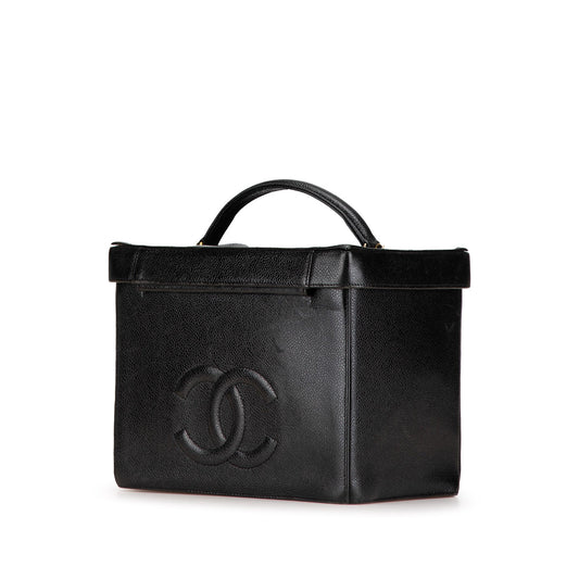 Black Chanel CC Caviar Vanity Case