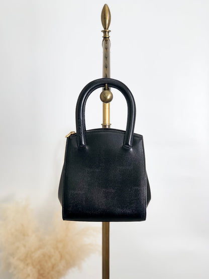 CELINE Logo Embossed Handbag Black Vintage b6gjb2