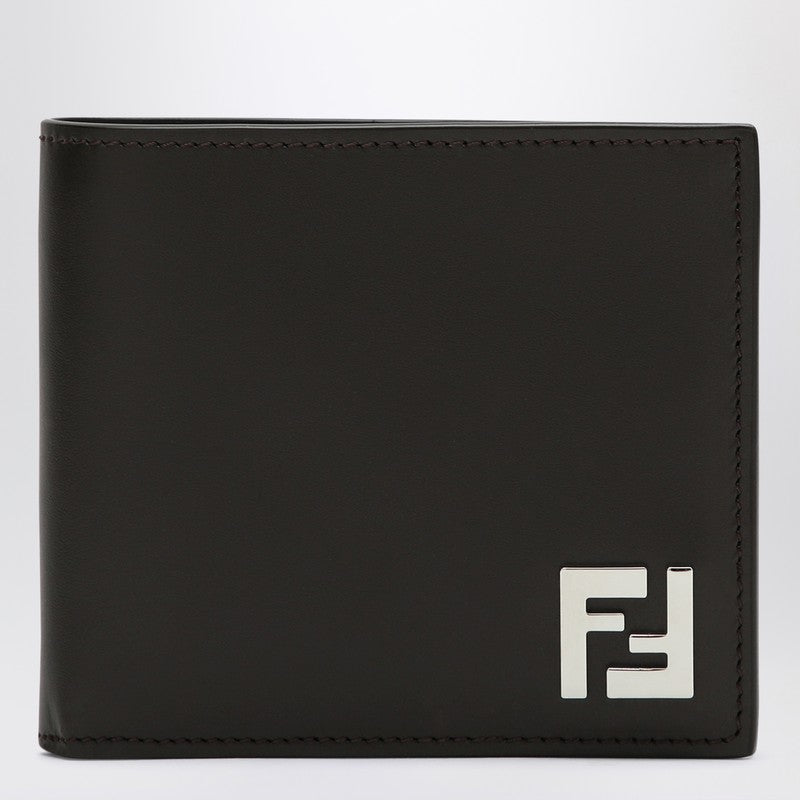 Fendi Ff Leather And Canvas Brown Bi-Fold Wallet Men