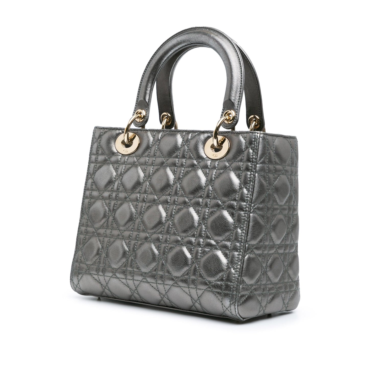 Medium Metallic Calfskin Cannage Lady Dior