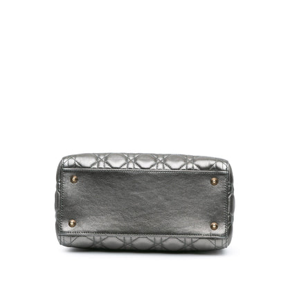 Medium Metallic Calfskin Cannage Lady Dior
