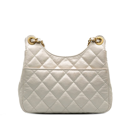 CHANEL Small CC Crumpled Calfskin Wavy Hobo Crossbody Bag