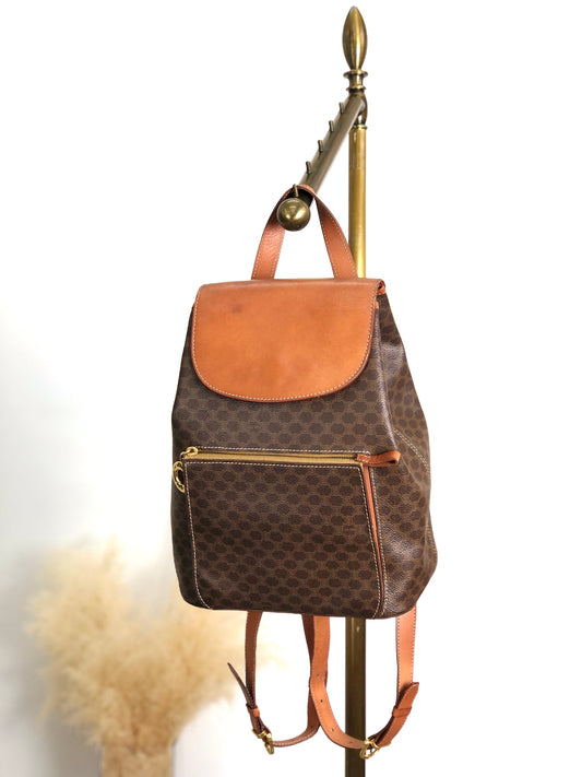 CELINE Macadam Charm Backpack Brown Vintage jz6ee6