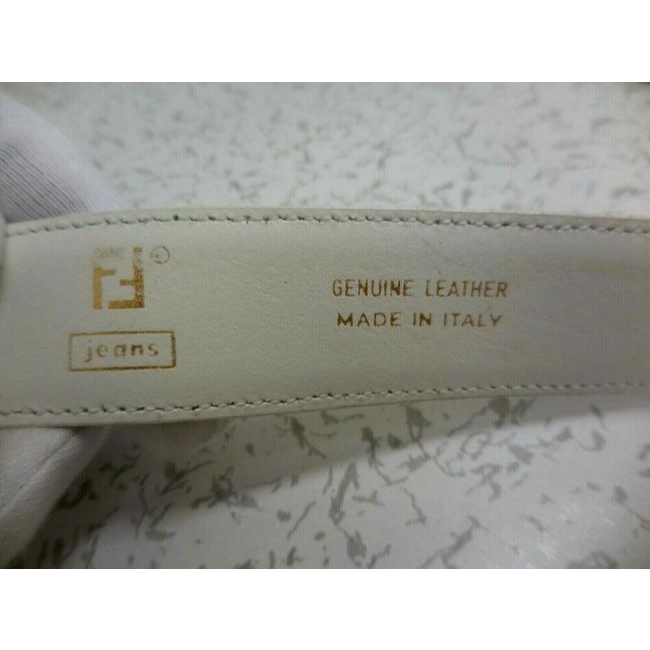 Fendi White With Chrome Ff Logos Leather And Buckles Belt