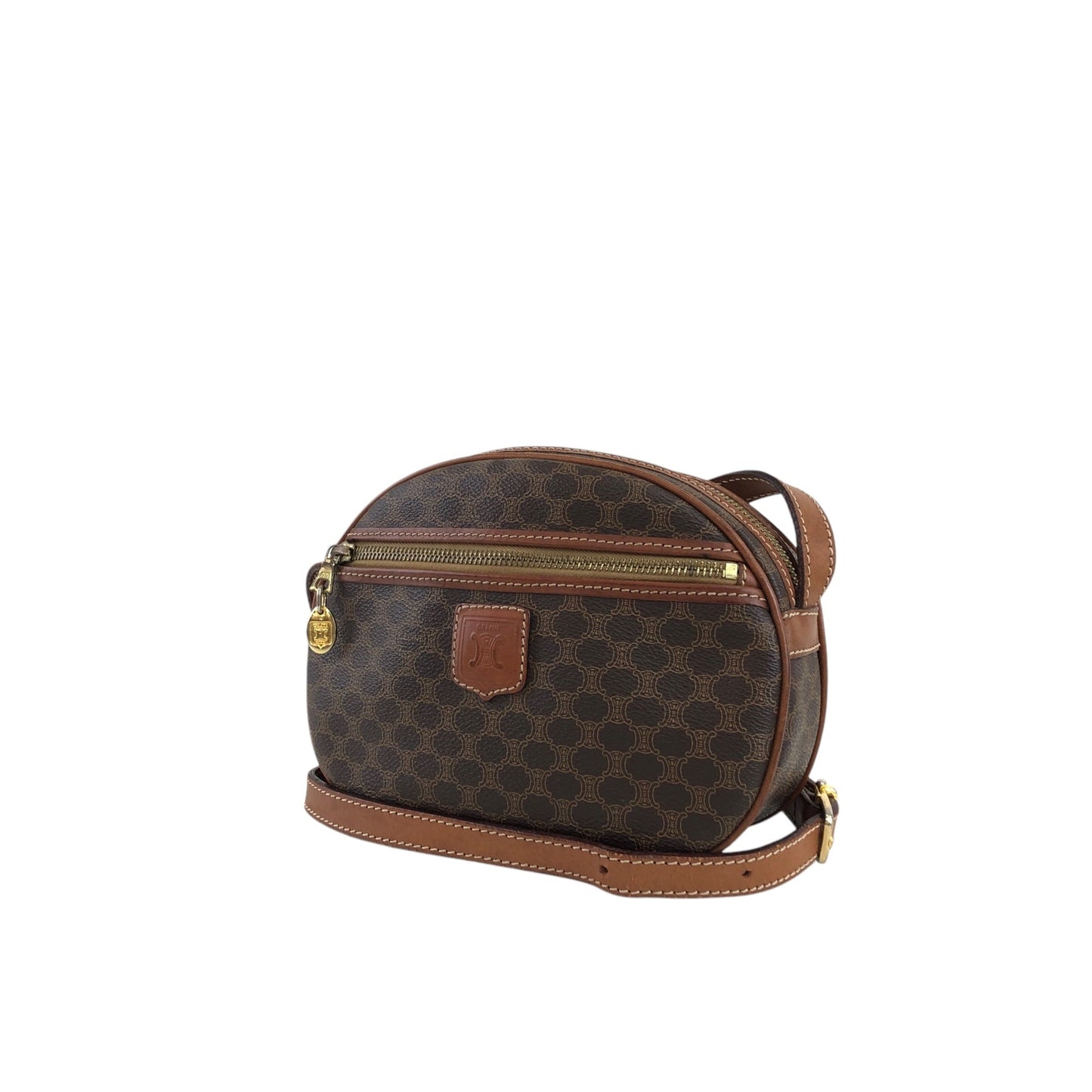 CELINE  Round Shoulder bag Brown Vintage 832m4p