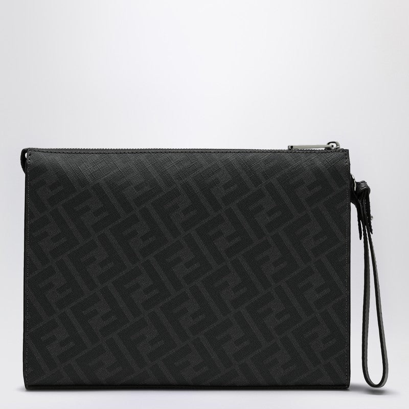 Fendi Fendi Diagonal Pouch In Grey Ff Canvas Men