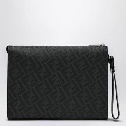 Fendi Fendi Diagonal Pouch In Grey Ff Canvas Men