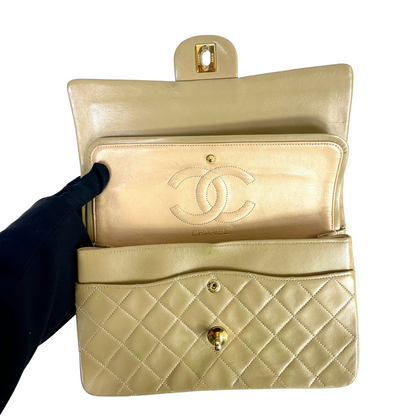 CHANEL Beige Classic Medium Double Flap Bag