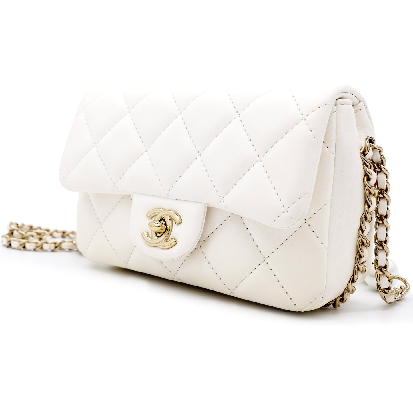Lambskin Quilted Small My Precious Flap White