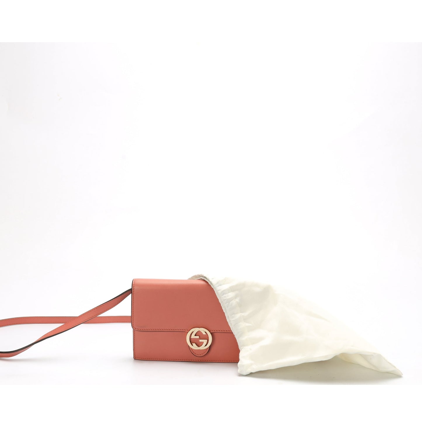 Gucci Interlocking GG Pink Flap Wallet On Strap