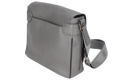 LOUIS VUITTON ROMAN GREY LEATHER MESSENGER BAG SILVER HARDWARE WITH DUST COVER