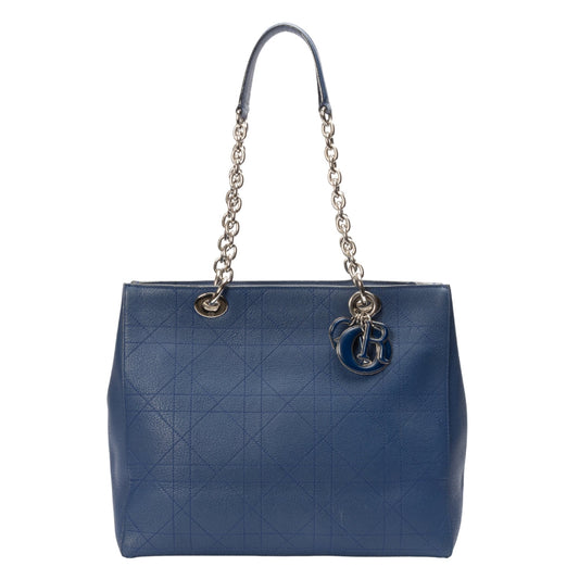 Dior Medium Calfskin Blue Cannage Tote
